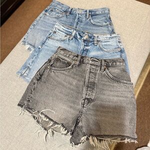 Designer High-Rise Frayed Denim Shorts- bundle
Blk, Med & Light Blue - S 25